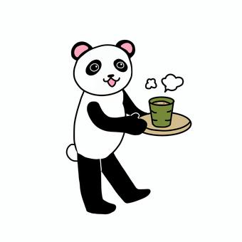 お茶を出すパンダ パンダ,動物,キャラ,ポップ,かわいい,お茶出し,お茶入れ,お茶汲み,来客,対応のイラスト素材