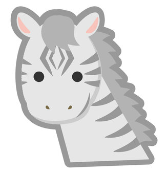 ニヤッと笑うシマウマの顔 しまうま,馬,生き物,笑う,可愛い,シンプル,草食動物,フラットデザインのイラスト素材