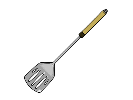 フライ返し フライ返し,調理器具,裏返す,混ぜる,盛り付け,運ぶ,金属,取手,木材のイラスト素材