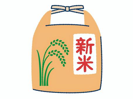 米袋入りの新米 米,新米,手描き,収穫,秋,ご飯,高価,おいしい,高い,白米のイラスト素材