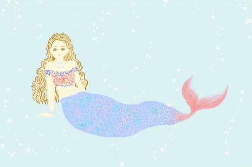 人魚姫_手描き 人魚姫,童話,物語,かわいい,おしゃれ,大人っぽい,落ちついた,カラフル,水彩風,手描きのイラスト素材