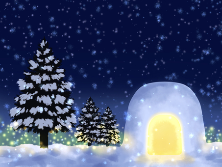冬の便り 雪国のかまくらイラスト【1】 かまくら,冬,雪国,12月,1月,2月,雪まつり,お正月,雪,東北のイラスト素材