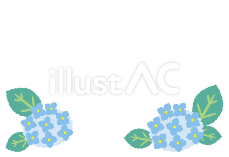 2017紫陽花フレーム-青 オトナ可愛い,june,hydrangeaのイラスト素材