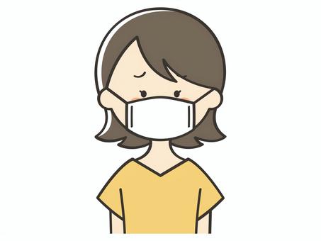 困った表情のマスクをした若い女性 女性,女,主婦,マスク,お母さん,風邪,インフルエンザ,感染,花粉症,感染症のイラスト素材
