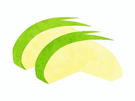 うさぎ形の青リンゴ_水彩風 リンゴ,青リンゴ,果物,食べ物,うさぎ,カット,水彩風,かわいい,イラスト,ベクターのイラスト素材