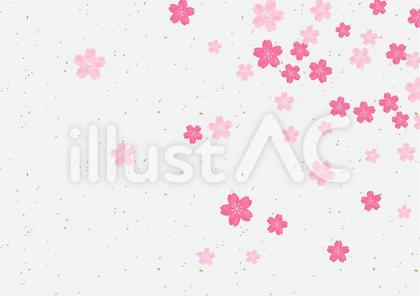 桜の花の散る春の和風フレーム背景2和紙