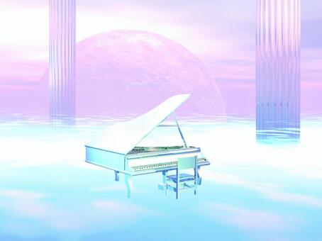 Illustration, piano, cg, pastel colour, 