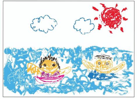 Child's drawing Toddler's drawing Sea Summer, , JPG, PNG and AI