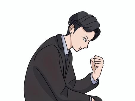 目標達成　ガッツポーズするスーツ姿の男性 ガッツポーズ,成功,目標達成,スーツ,男性,ビジネス,自信,やる気,決めポーズ,喜びのイラスト素材