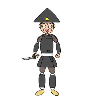 驚く戦国時代の足軽 足軽,侍,武士,鎧武者,戦士,兵士,日本,和風,歴史,日本史のイラスト素材