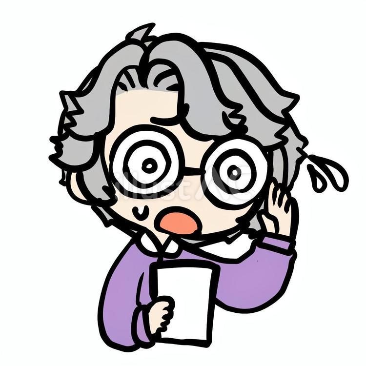 瓶底眼鏡の焦るおばあさん おばあさん,瓶底眼鏡,焦るのイラスト素材