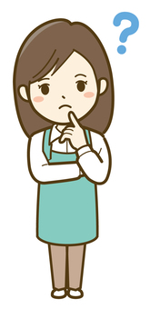 考える女性店員_25 ビジネス,女性,人物,人,介護,キッチンカー,カフェ,仕事,かわいい,シンプルのイラスト素材