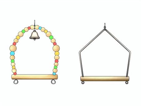 小鳥用ブランコセット 鳥,インコ,かわいい,ペット,手乗り,無料,フリー,素材,カラフル,小鳥のイラスト素材
