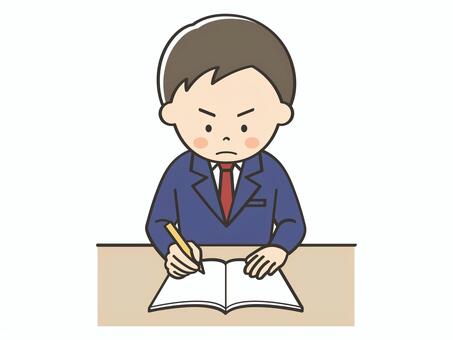 真面目に勉強をする男子学生 男の子,高校生,勉強,宿題,学習,テスト勉強,テスト,学ぶ,学び,課題のイラスト素材