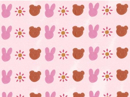 うさぎとクマのパターン うさぎ,クマ,パターン,シルエット,シンプル,可愛い,生き物,動物,花,植物のイラスト素材