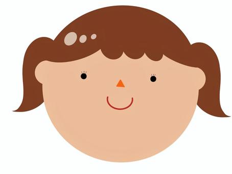 ツインテールの女の子 女性,woman,女の子,girl,顔だけ,顔,face,手書き,茶髪,ツインテールのイラスト素材