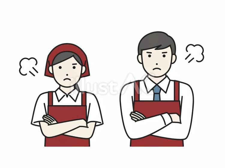 怒る店員 店員,怒る,腕組みのイラスト素材