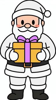 白のサンタの男性です。 サンタクロース,シンプル,冬,プレゼント,クリスマス,ひげ,男性,白のイラスト素材