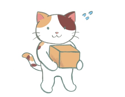 ダンボールを持つ三毛猫