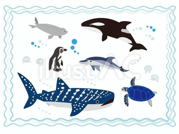 水族館の生き物 生き物,動物,魚のイラスト素材