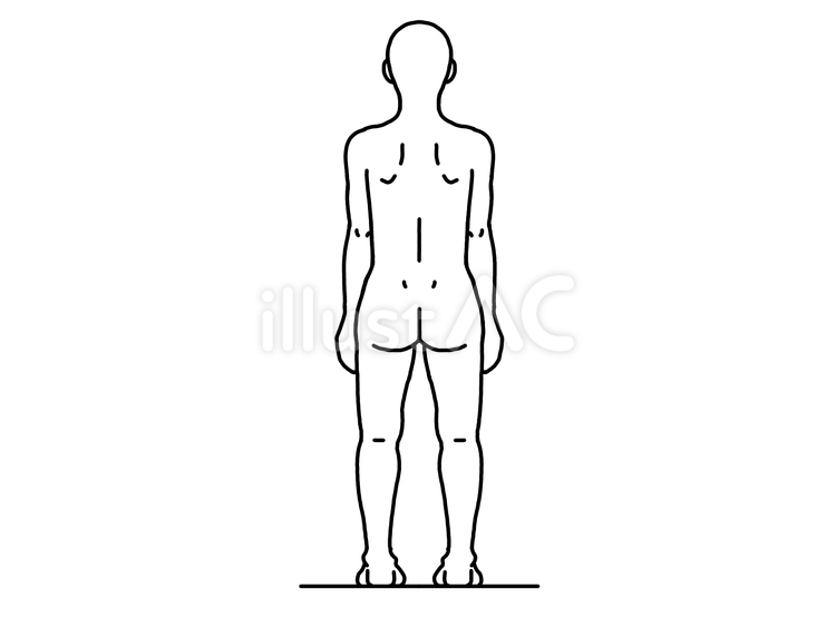 後ろ向きの良姿勢で立つ人 立位,姿勢,背筋のイラスト素材