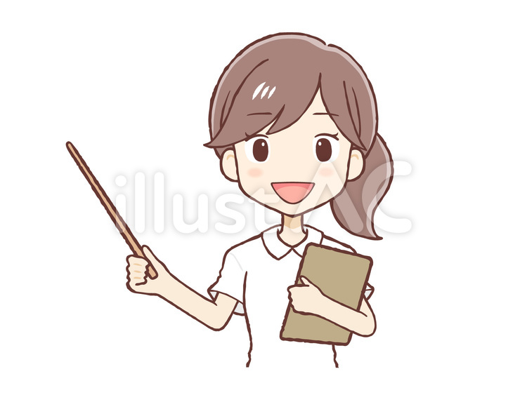 差し棒をもって説明する白衣女性（上半身） 差し棒,説明,女性のイラスト素材