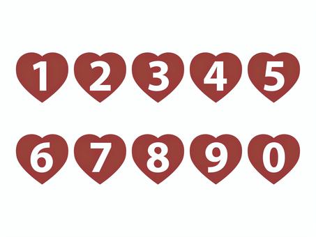 数字（ハートアイコン）01 数字,ナンバー,番号,赤,セット,ハート,アイコン,シンプル,マークのイラスト素材