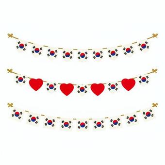 韓国 ガーランド 韓国 ガーランド 韓国,外国,アジア圏,旗,紐,ハート,星,模様,連なり,布のイラスト素材