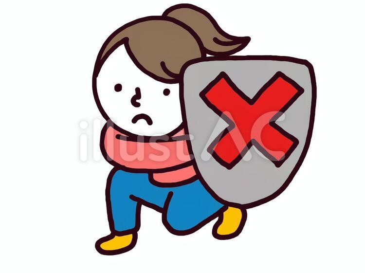 自分の身は自分で守る女性 守る,盾,防御のイラスト素材
