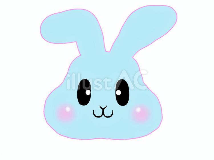 かわいいウサギの顔アップ・水色・アイコン うさぎ,顔,アップのイラスト素材