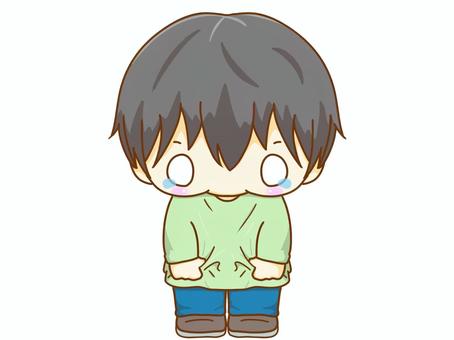 泣くの我慢 男の子,泣き虫,泣き顔,涙,俯く,我慢,怒られた,可愛い,イラストのイラスト素材