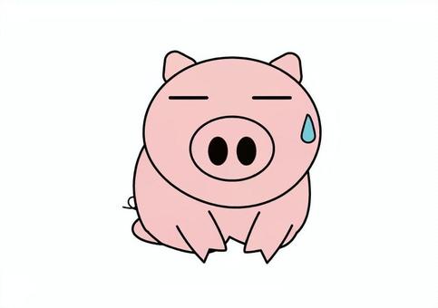 深く謝罪するブタ ぶた,肉,家畜,動物,耳,鼻,しっぽ,けもの,キャラクター,肌色のイラスト素材