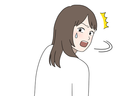 びっくりして振り返る女性 汗,驚き,衝撃,驚く,ええっ,そんな,まさか,はっ,ありえない,信じられないのイラスト素材