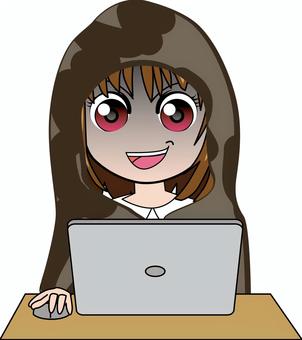 ハッカーパソコン ハッカーパソコン ハッカー,悪い,笑み,パソコン,ネット,情報,攻撃,表情,アニメ,顔のイラスト素材