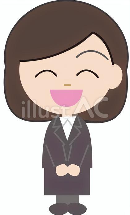 スーツ姿で笑顔の女性