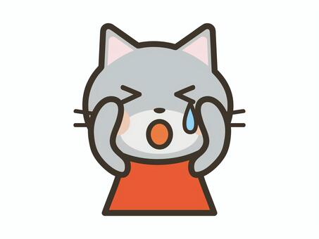 泣いているかわいい猫の上半身イラスト 猫,泣く,かわいい,涙,悲しい,寂しい,迷子,つらい,困る,動物のイラスト素材