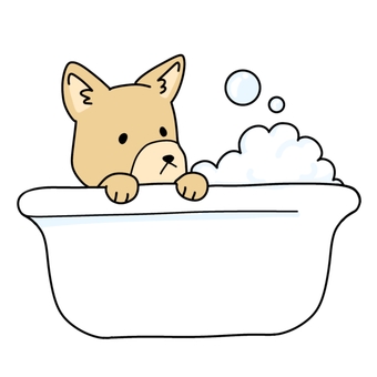 お風呂に浸かる犬 お風呂,風呂,温泉,湯気,ポカポカ,お湯,湯船,洗う,シャワー,体洗いのイラスト素材