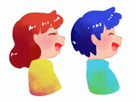 Illustration, boy, girl, pair, 