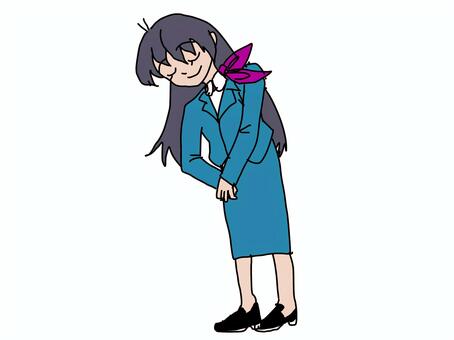 会釈する女性 女性,おじぎ,会釈,スカーフ,かわいいのイラスト素材