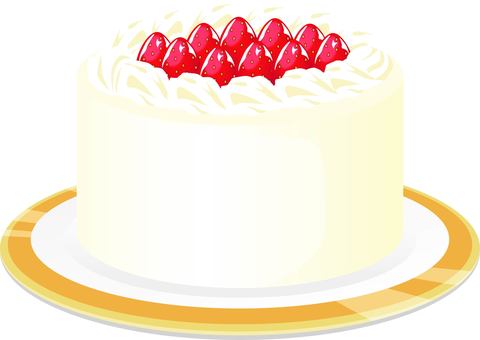 ショートケーキ ショートケーキ ショートケーキ,ホール,クリスマス,誕生日,スイーツ,ホールケーキ,生クリーム,ケーキ,イチゴ,シンプルのイラスト素材
