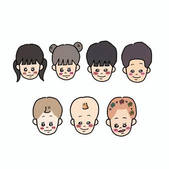 手書きイラスト　似顔絵 子供,席札,幼稚園,ポップ,かわいい,手書き,プレゼントのイラスト素材