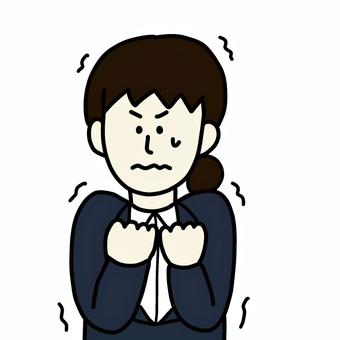 震えてる女性(スーツ) 女性,人物,シンプル,スーツ,震え,緊張,怯え,上半身,ビジネスのイラスト素材