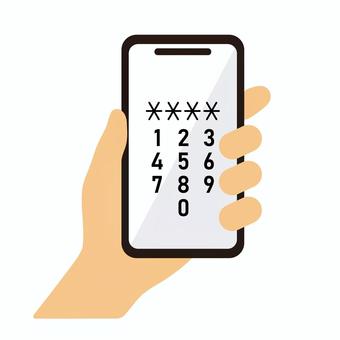 暗証番号画面のスマホを持つ手 スマホ,手,暗証番号,セキュリティ,pin,画面ロック,アイコン,シンプルのイラスト素材