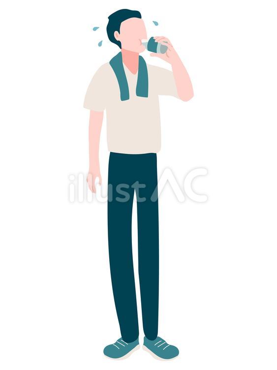 水分補給する男性 水分,補給,飲み物のイラスト素材