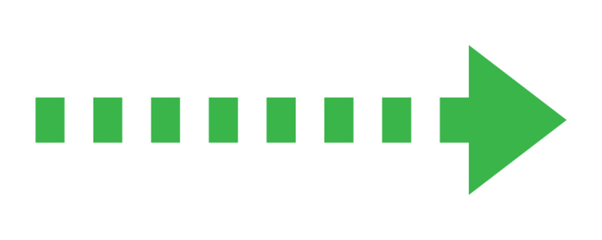 点線矢印_緑 矢印,点線,破線,右,緑,方向,向き,目印,ポインター,シンプルのイラスト素材