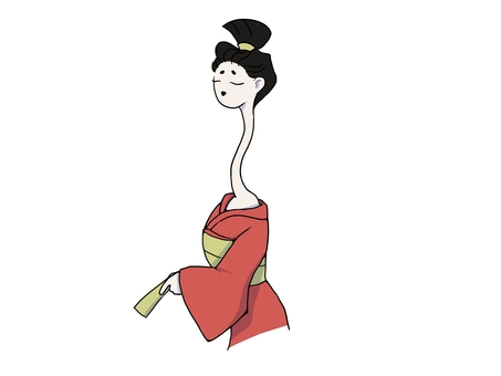 ろくろ首 おばけ,ろくろ首,日本のイラスト素材