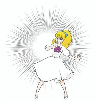 昭和風少女49目開けてる集中線付き 少女漫画,漫画,集中線,効果,80年代,70年代,女の子,レトロ,古風,女性のイラスト素材