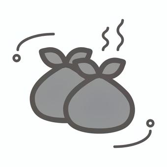 臭うゴミ袋 ゴミ,ゴミ袋,生ゴミ,臭い,臭う,悪臭,腐臭,腐敗集,不審物,廃棄物のイラスト素材