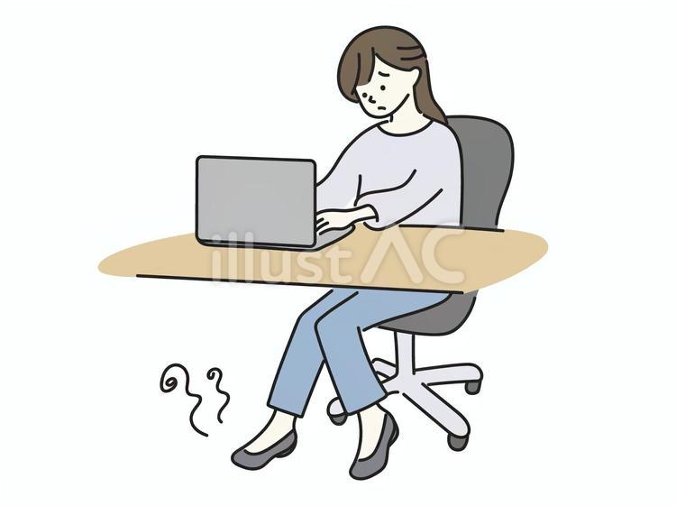足が臭って困った表情の女性 匂い,臭い,匂いケアのイラスト素材