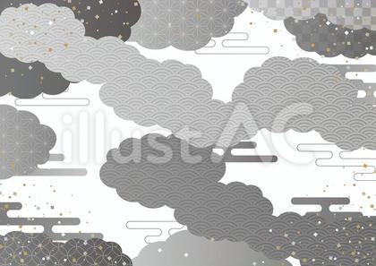 おしゃれな雲の和柄の背景素材